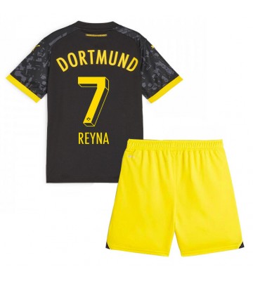 Borussia Dortmund Giovanni Reyna #7 Borta Kläder Barn 2023-24 Kortärmad (+ Korta byxor)